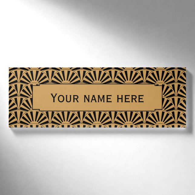 Blume Motif für das Schwarze Déco Namenschild (Vorderseite)