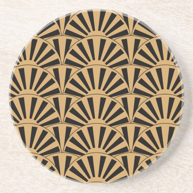 Blume Motif für das Schwarze Déco Sandstein Untersetzer (Vorne)