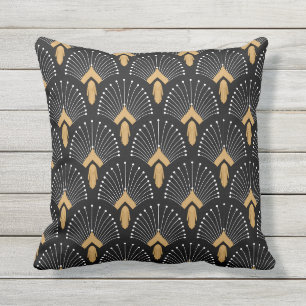Blume Motif für Schwarz, Gold und Weiß Kissen