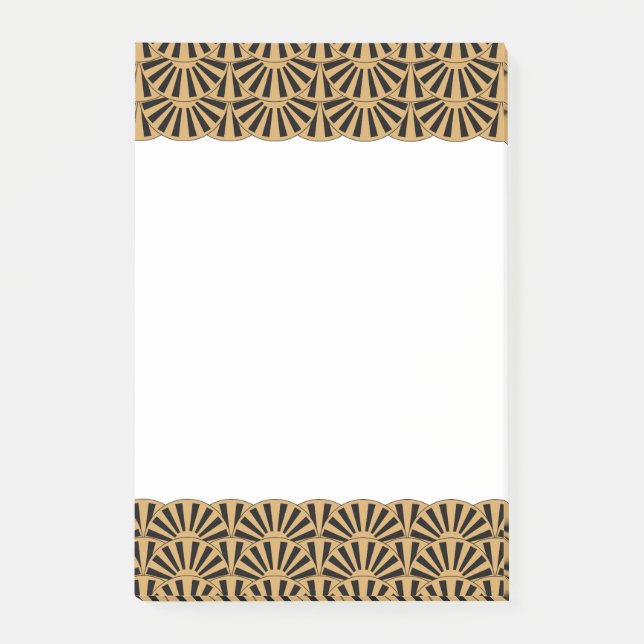 Blume Motif: Schwarz-Déco-Fan Post-it Klebezettel (Vorderseite)