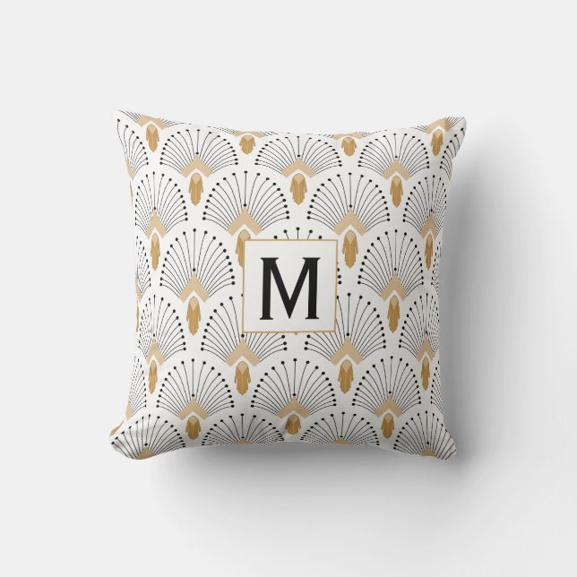 Blume Motif: Schwarz-Weiß-Deco-Deco Kissen (Vorderseite)