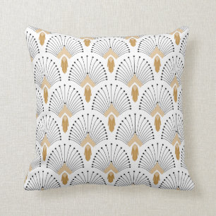 Blume Motif: Schwarz-Weiß-Deco-Deco Kissen