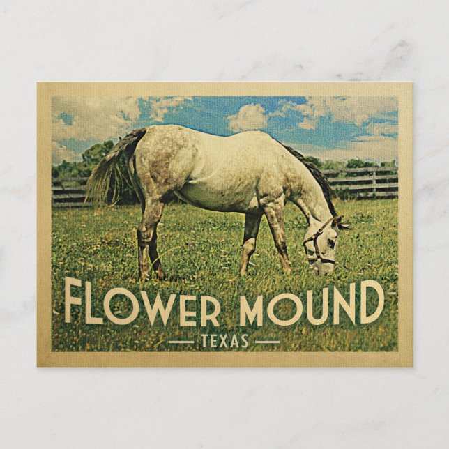 Blume Mound Texas Pferdefarm - Vintage Travel Postkarte (Vorderseite)