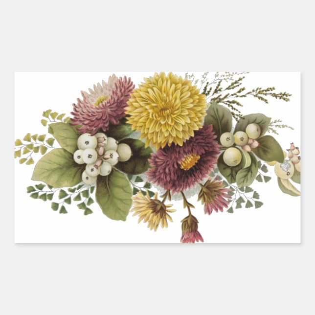 Blume Mum Floral Rechteckiger Aufkleber (Vorderseite)