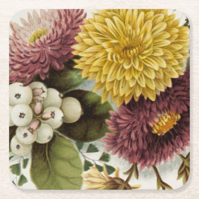 Blume Mum Floral Rechteckiger Pappuntersetzer (Vorderseite)
