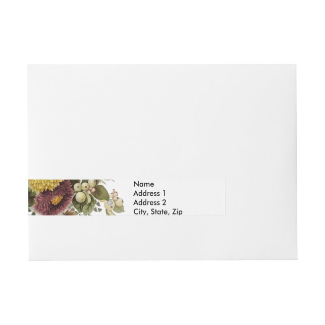 Blume Mum Floral Rundum-Adressaufkleber (Vorderseite)