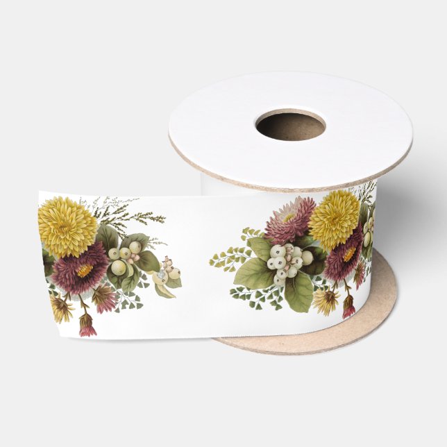 Blume Mum Floral Satinband (Spule)
