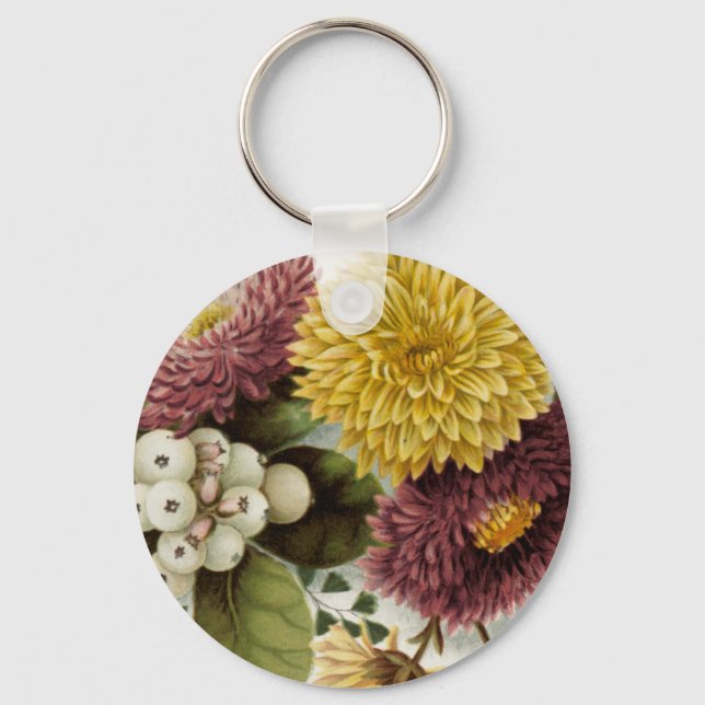 Blume Mum Floral Schlüsselanhänger (Vorderseite)