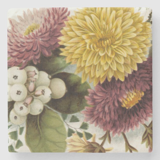 Blume Mum Floral Steinuntersetzer (Vorderseite)