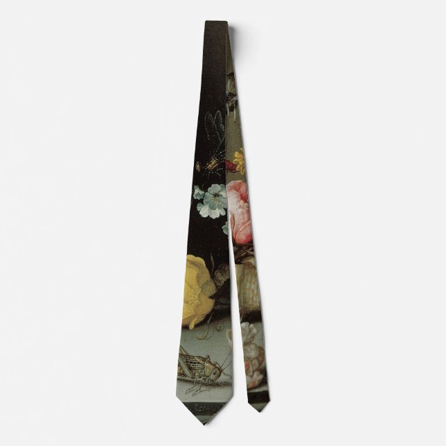 Blume, Muscheln und Insekten Balthasar van der Ast Krawatte (Vorderseite)