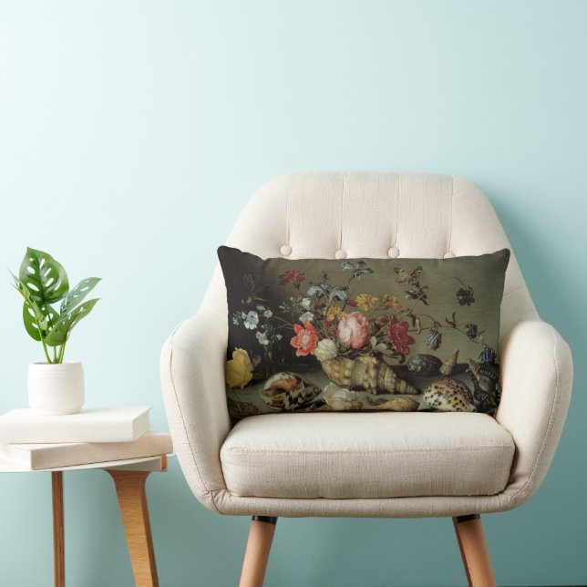 Blume, Muscheln und Insekten Balthasar van der Ast Lendenkissen (Stuhl )