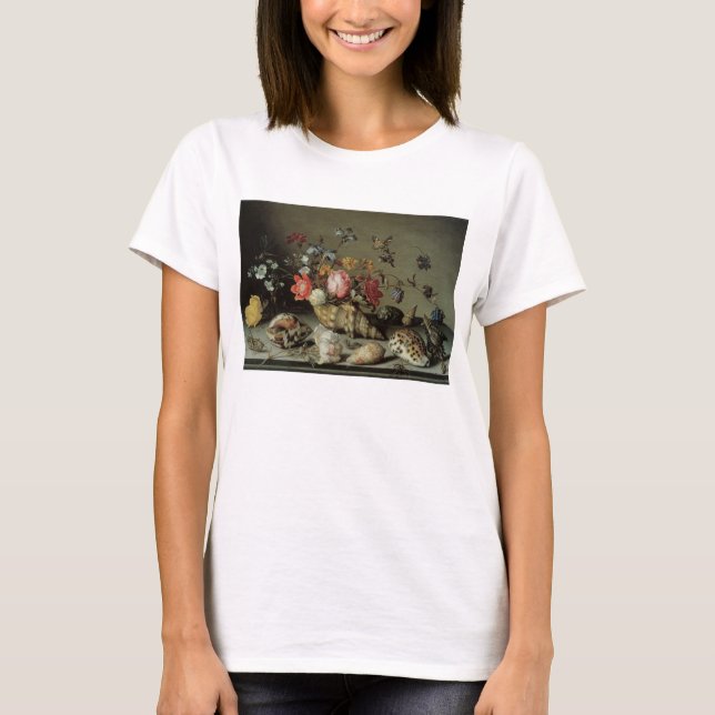 Blume, Muscheln und Insekten Balthasar van der Ast T-Shirt (Vorderseite)