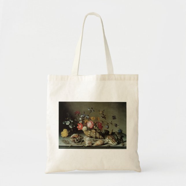 Blume, Muscheln und Insekten Balthasar van der Ast Tragetasche (Vorne)