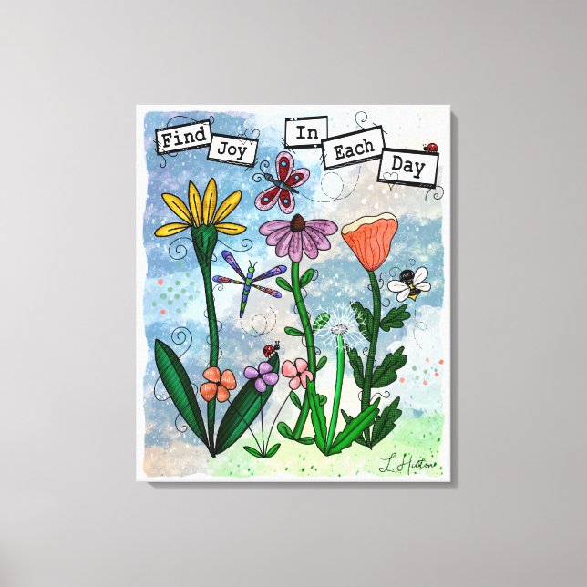 Blume, Musical Notes und Joy Artwork Leinwanddruck (Vorderseite)