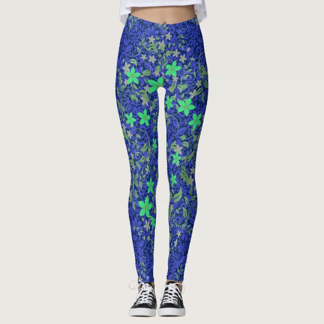 Blume Muster 08.b blauer BG Leggings (Vorderseite)