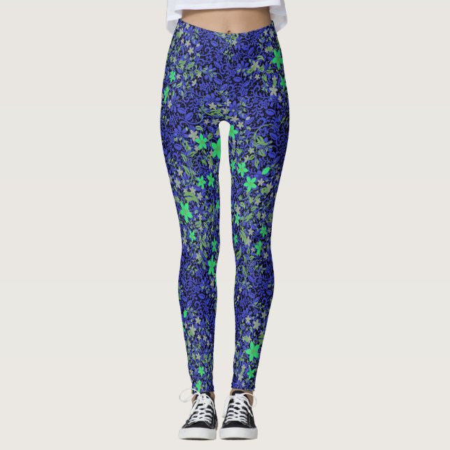 Blume Muster 08.b Schwarze BG Leggings (Vorderseite)