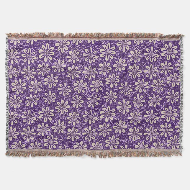 Blume Muster 140617 - Tief Lila auf Beige Decke (Vorderseite)