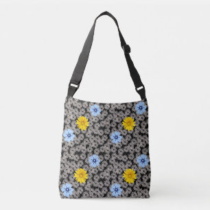 Blume Muster 19 b. Black BG Tragetaschen Mit Langen Trägern
