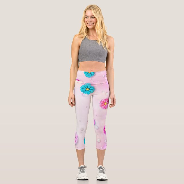 Blume Muster 7 Capri Leggings (Vorderseite)