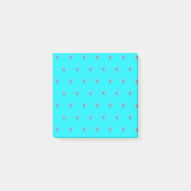 Blume Muster Aquamarin Post-it-Hinweise Post-it Klebezettel (Vorderseite)
