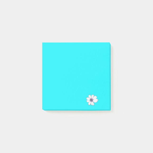 Blume Muster Aquamarin Post-it Klebezettel (Vorderseite)