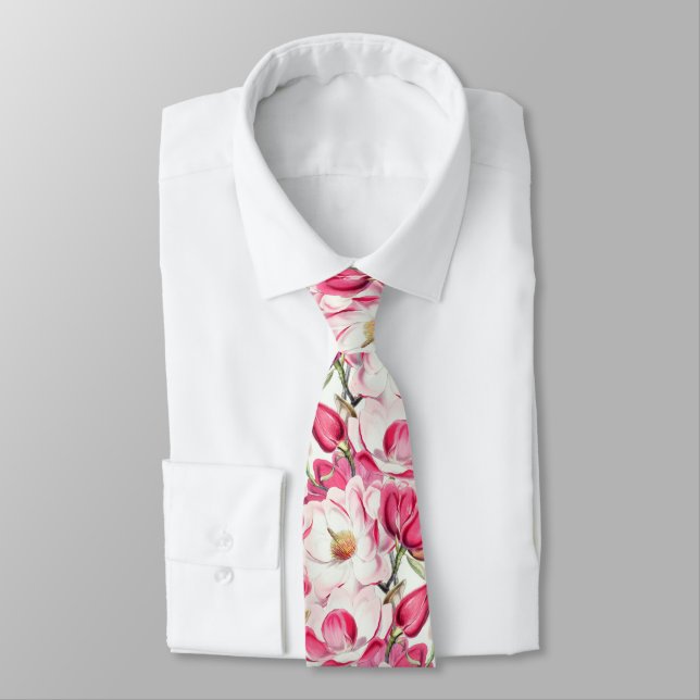Blume Muster Aquarellfarbe Rosa Krawatte (Gebunden)