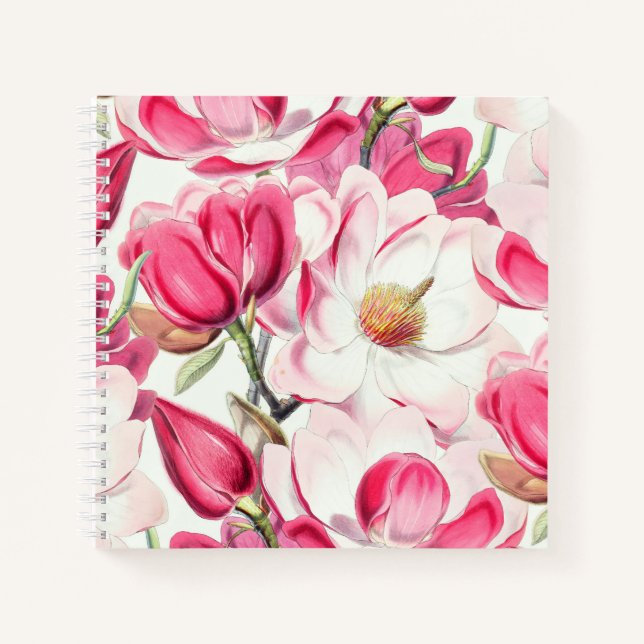 Blume Muster Aquarellfarbe Rosa Notizbuch (Vorderseite)