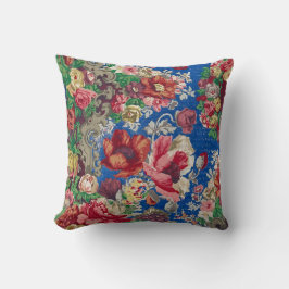 Blume Muster aus dem 19. Jahrhundert Antique Blue  Kissen