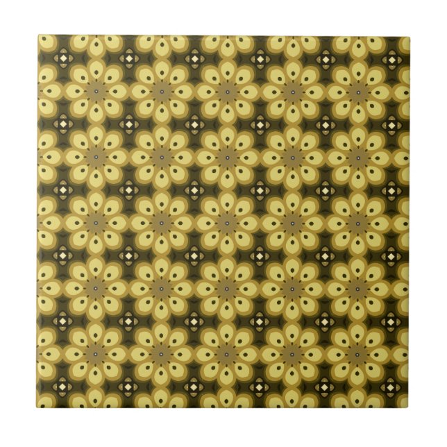 Blume Muster Beige Kreuz Dunkelbraun Fliese (Vorderseite)