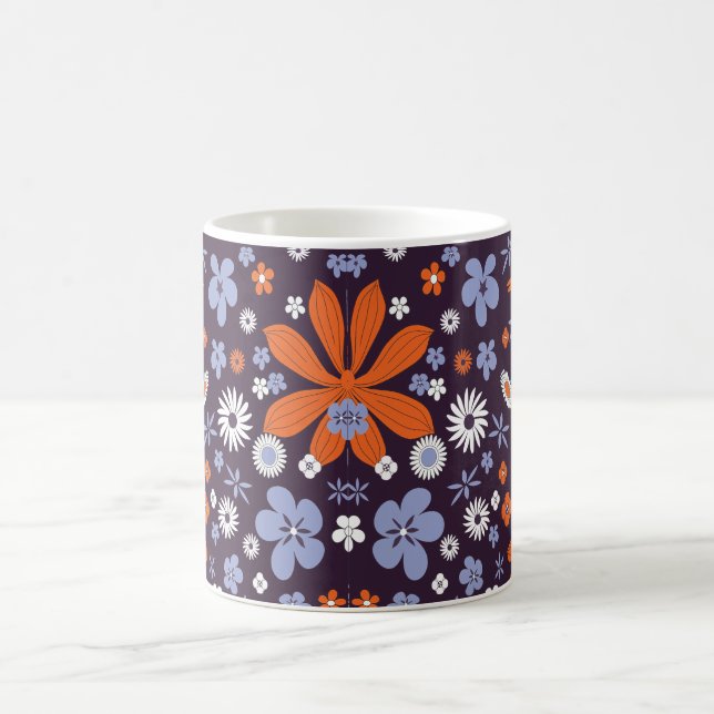 Blume Muster Blau Kaffeetasse (Mittel)