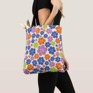 Blume Muster - Blau, orange, Lila, grün Tasche