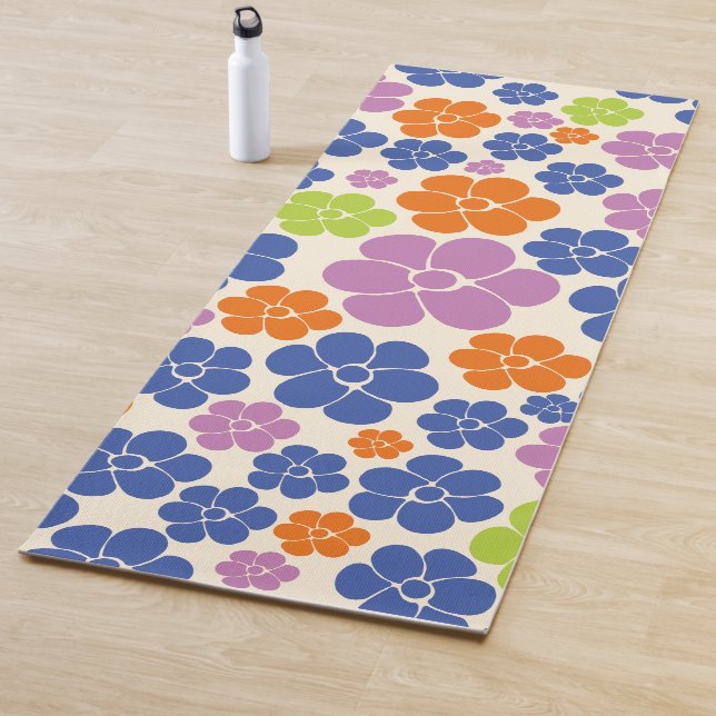 Blume Muster - Blau, orange, Lila, grün Yogamatte (Beispiel)