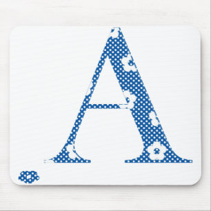 Blume Muster Buchstabe A (blau) Mousepad