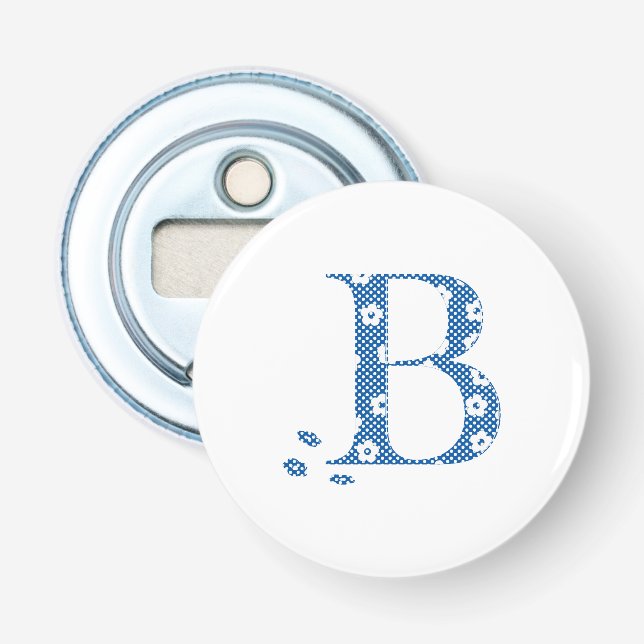 Blume Muster Buchstabe B (blau) Flaschenöffner (Vorderseite)
