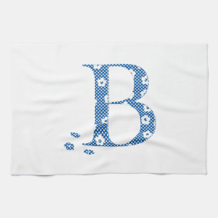 Blume Muster Buchstabe B (blau) Geschirrtuch
