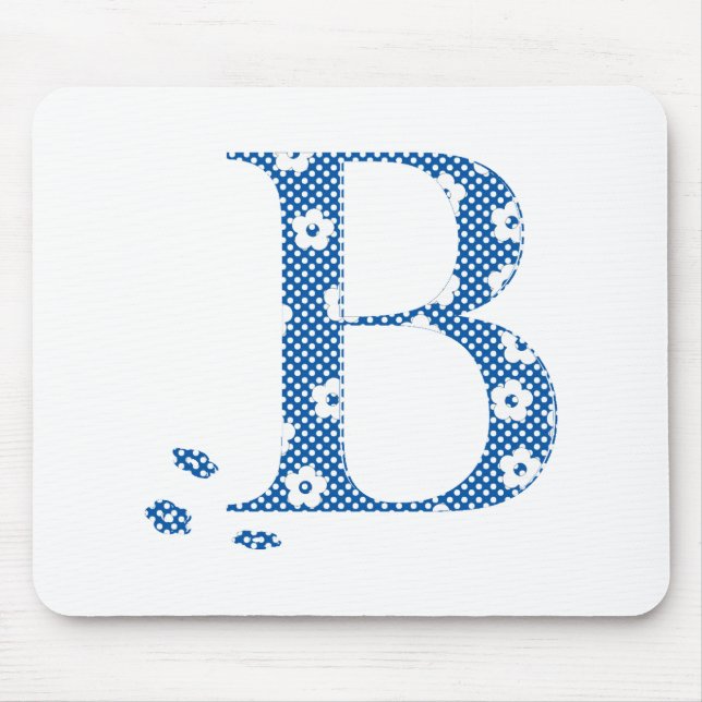 Blume Muster Buchstabe B (blau) Mousepad (Vorne)