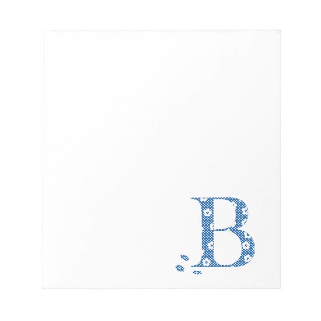 Blume Muster Buchstabe B (blau) Notizblock (Vorderseite)