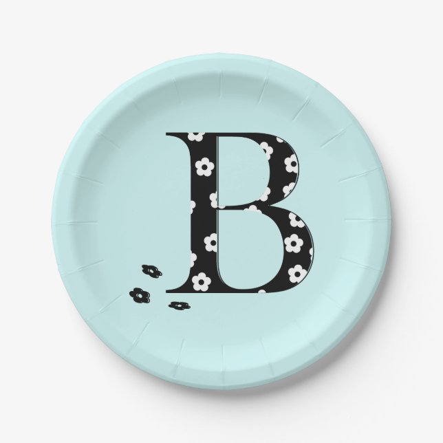 Blume Muster Buchstabe B Pappteller (Vorderseite)