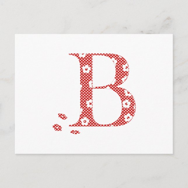Blume Muster Buchstabe B (rot) Postkarte (Vorderseite)