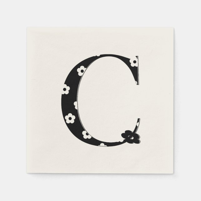 Blume Muster Buchstabe C Serviette (Vorderseite)