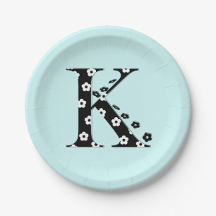 Blume Muster Buchstabe K Pappteller