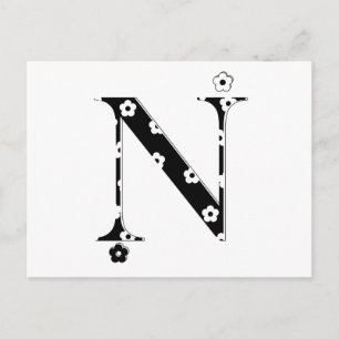Blume Muster Buchstabe N Postkarte