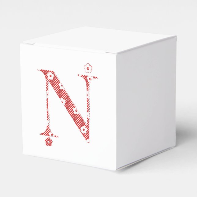 Blume Muster Buchstabe N (rot) Geschenkschachtel (Vorderseite)
