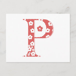 Blume Muster Buchstabe P (rot) Postkarte