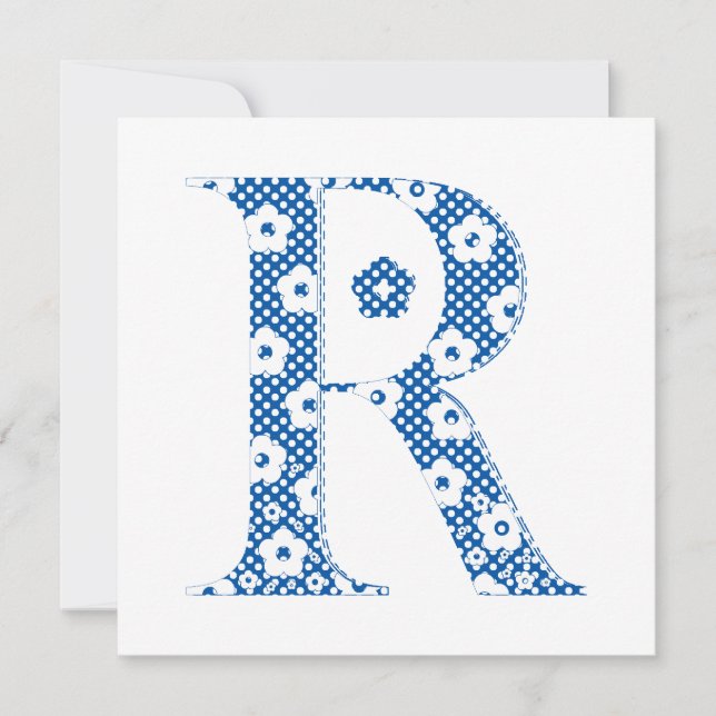 Blume Muster Buchstabe R (blau) (Vorderseite)