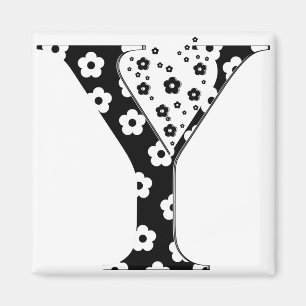 Blume Muster Buchstabe Y Magnet