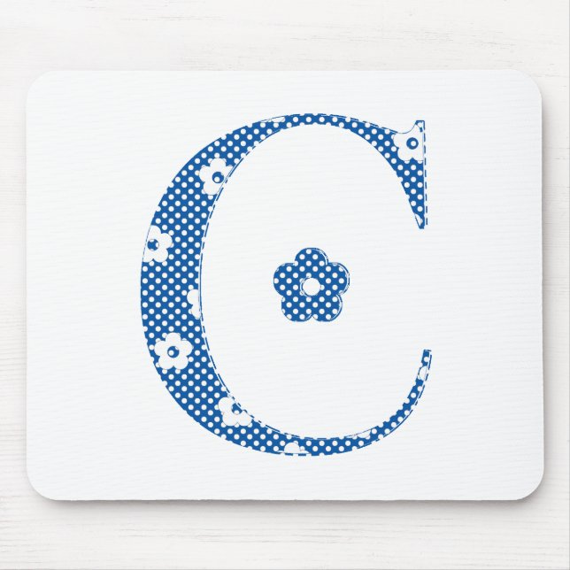 Blume Muster Buchstaben C (blau) Mousepad (Vorne)