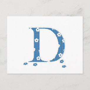 Blume Muster Buchstaben D (blau) Postkarte