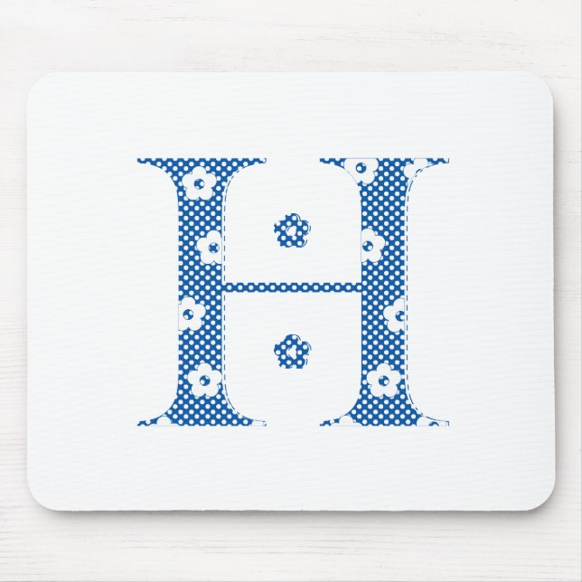 Blume Muster Buchstaben H (blau) Mousepad (Vorne)