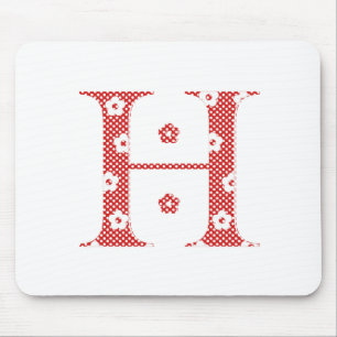 Blume Muster Buchstaben H (rot) Mousepad